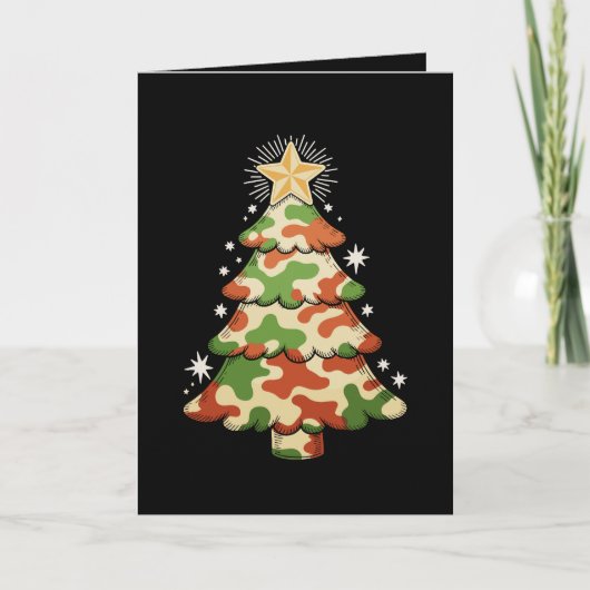 Camouflage Kerstboom Camo Militaire Kerstmis Sneeu Kaart (Voorkant)