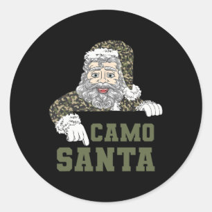 Camouflage Kerstjacht Santa Camo Militaire mij Ronde Sticker