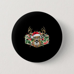 Camouflage Kerstman Hertenjachtseizoen Vakantie O Ronde Button 5,7 Cm