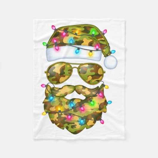 Camouflage Kerstman Zonnebril Camouflage Grappig K Fleece Deken (Voorkant)
