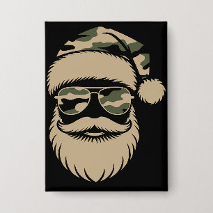 Camouflage Kerstman zonnebril Kerstmis Camouflage  Button