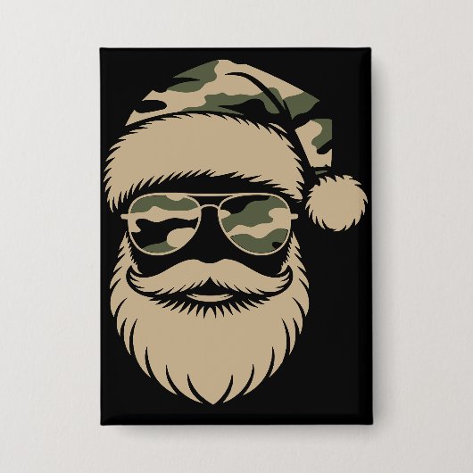 Camouflage Kerstman zonnebril Kerstmis Camouflage  Button (Voorkant)