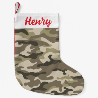 Camouflage Kerstsok - Gepersonaliseerde Naam Kleine Kerstsok