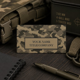Camouflage Khaki Zwart Bedrijfsnaam Visitekaartje