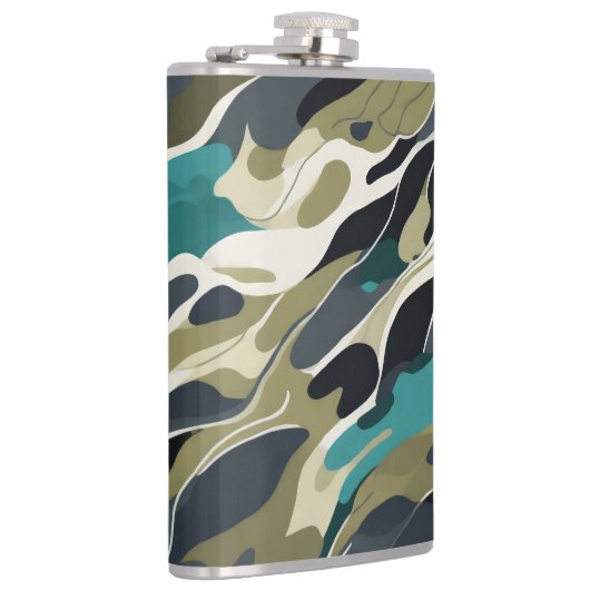 Camouflage kleuren achtergrond ontwerp heupfles (Rechts)