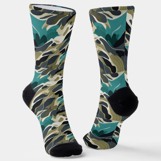 Camouflage kleuren achtergrond ontwerp sokken (Gebogen)