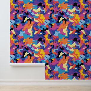 Camouflage kleurrijk patroon behang