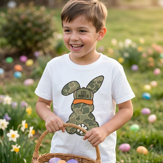Camouflage Konijn Eieren Jager Grappig Pasen Jonge T-shirt