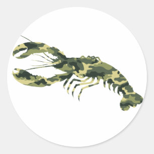 Camouflage kreeft silhouet ronde sticker