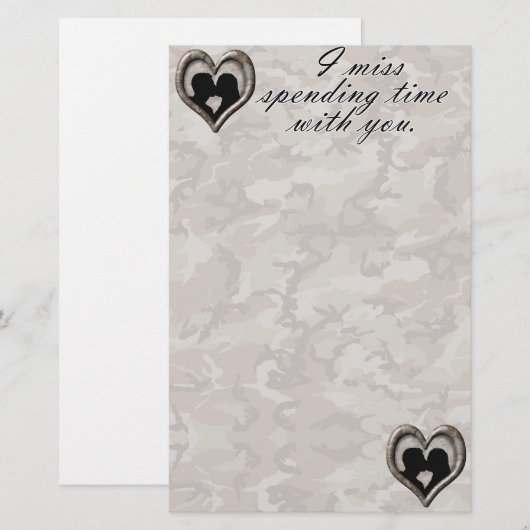 Camouflage kussen koppel missen je briefpapier (Voorkant / Achterkant)