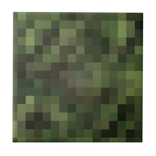 Camouflage kwadraat groen tegeltje (Voorkant)