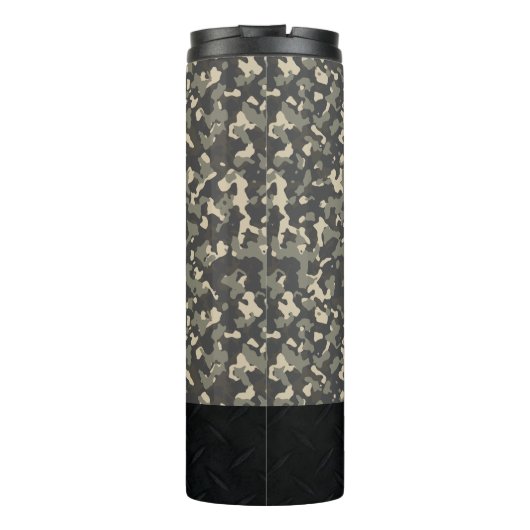 Camouflage largemouth Bass Vist Naam Mannen Thermosbeker (Achterkant)
