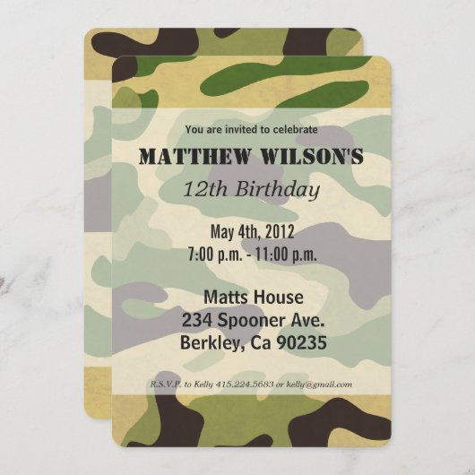 Camouflage leger kaart (Voorkant / Achterkant)