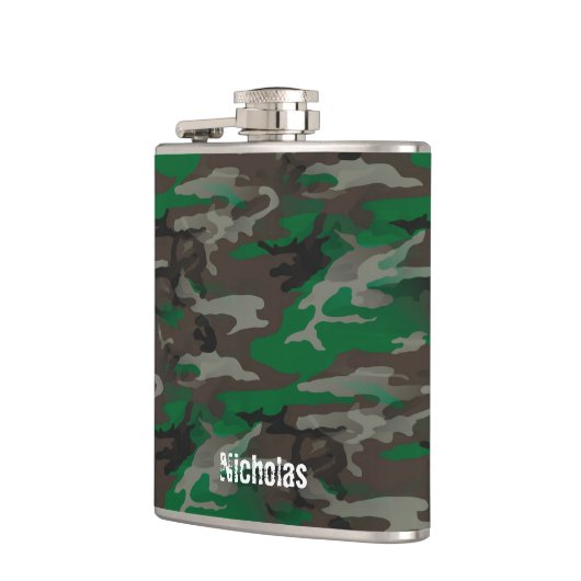 Camouflage Leger Militaire Aangepaste Naam Heupfles (Links)