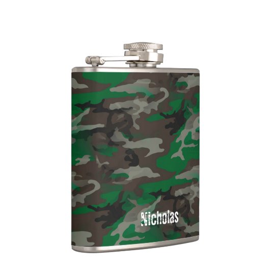 Camouflage Leger Militaire Aangepaste Naam Heupfles (Rechts)