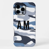 Camouflage Leger Monogram Blauw iPhone Hoesje (Achterkant)