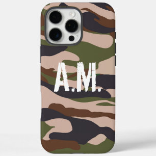 Camouflage Leger Monogram Bruin Groen iPhone 16 Pro Max Hoesje