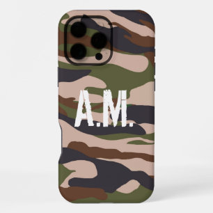 Camouflage Leger Monogram Bruin Groen iPhone 16 Pro Max Hoesje
