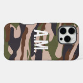 Camouflage Leger Monogram Bruin Groen iPhone Hoesje (Achterkant horizontaal)