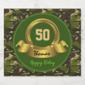 Camouflage legergroen 50th Birthday / hunter party Bier Etiket (Enkel label)