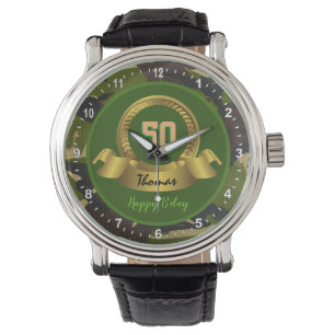 Camouflage legergroen 50th Birthday / hunter party Horloge