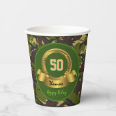Camouflage legergroen 50th Birthday / hunter party Papieren Bekers (Voorkant)