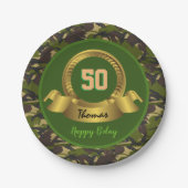 Camouflage legergroen 50th Birthday / hunter party Papieren Bordje (Voorkant)
