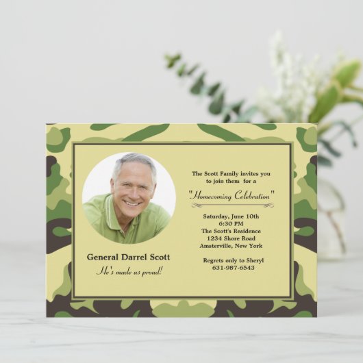 Camouflage Lijst - Foto militaire uitnodiging (Staand voorkant)
