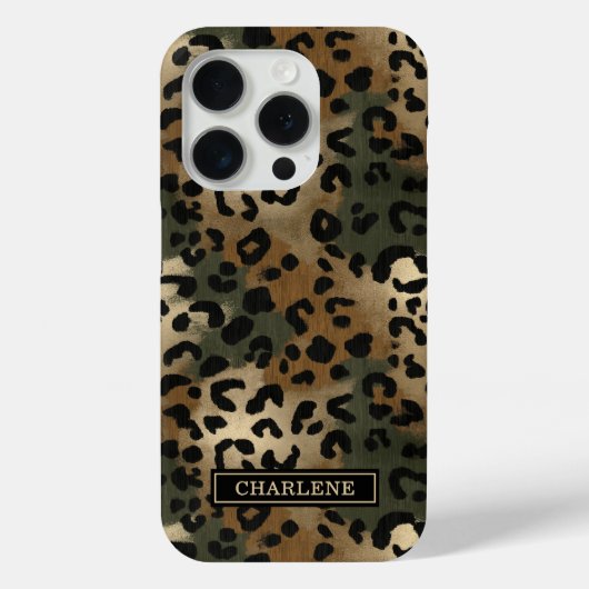 Camouflage Luipaardprint met Monogram Case-Mate iPhone Case (Achterkant)