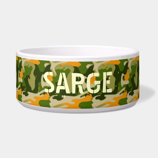 Camouflage met aangepaste naam voerbakje (Voorkant)