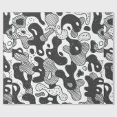 camouflage met abstracte doedelstijl, zwart cadeaupapier (Vlak)