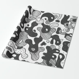 camouflage met abstracte doedelstijl, zwart cadeaupapier
