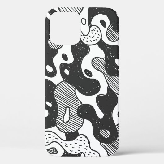 camouflage met abstracte doedelstijl, zwart Case-Mate iPhone case (Achterkant)