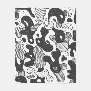 camouflage met abstracte doedelstijl, zwart fleece deken