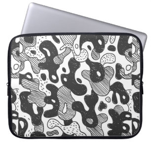 camouflage met abstracte doedelstijl, zwart laptop sleeve