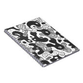 camouflage met abstracte doedelstijl, zwart notitieboek (Rechterzijde)