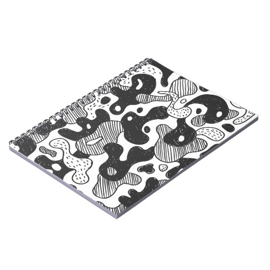 camouflage met abstracte doedelstijl, zwart notitieboek (Linkerzijde)