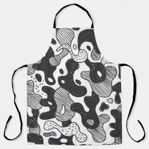 camouflage met abstracte doedelstijl, zwart schort