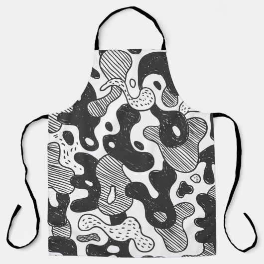 camouflage met abstracte doedelstijl, zwart schort (Voorkant)