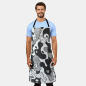 camouflage met abstracte doedelstijl, zwart schort (Gedragen)