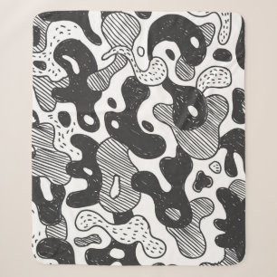 camouflage met abstracte doedelstijl, zwart sherpa deken
