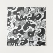 camouflage met abstracte doedelstijl, zwart wandkleed (Voorkant (horizontaal))
