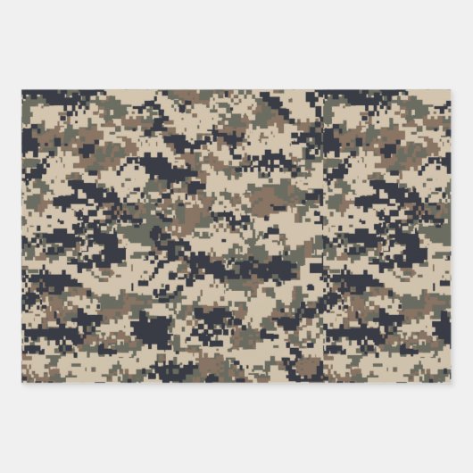 Camouflage met bruin en groen Pixel Inpakpapier Vel (Voorkant 2)