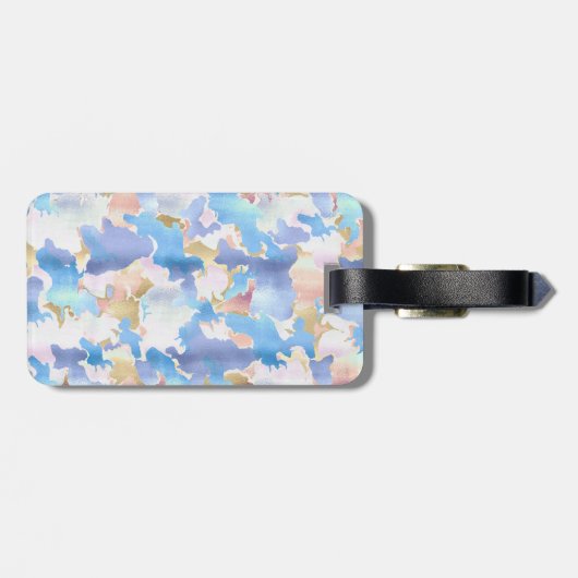 Camouflage Metallic Roze Blauw Goud Abstract Bagagelabel (Achterkant horizontaal)