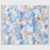 Camouflage Metallic Roze Blauw Goud Abstract Cadeaupapier (Vlak)