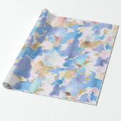 Camouflage Metallic Roze Blauw Goud Abstract Cadeaupapier (Uitgerold)