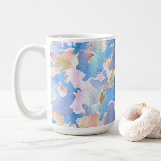 Camouflage Metallic Roze Blauw Goud Abstract Koffiemok (Met donut)