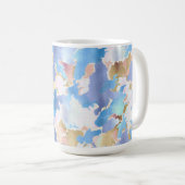 Camouflage Metallic Roze Blauw Goud Abstract Koffiemok (Voorkant rechts)