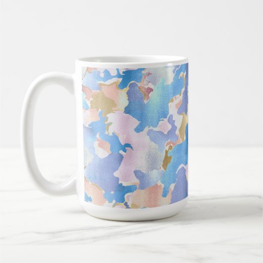 Camouflage Metallic Roze Blauw Goud Abstract Koffiemok (Links)