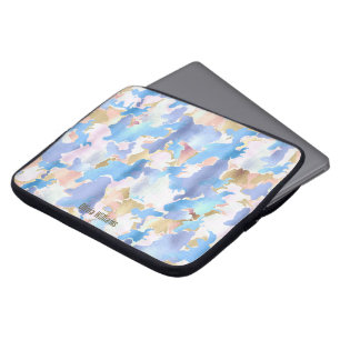 Camouflage Metallic Roze Blauw Goud Abstract Laptop Sleeve